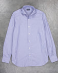 Finamore Gaeta shirt Sergio Collar Navy stripe poplin