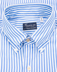 Finamore Gaeta Fit Collo Lucio Bengal Stripe Shirt Blu Medio