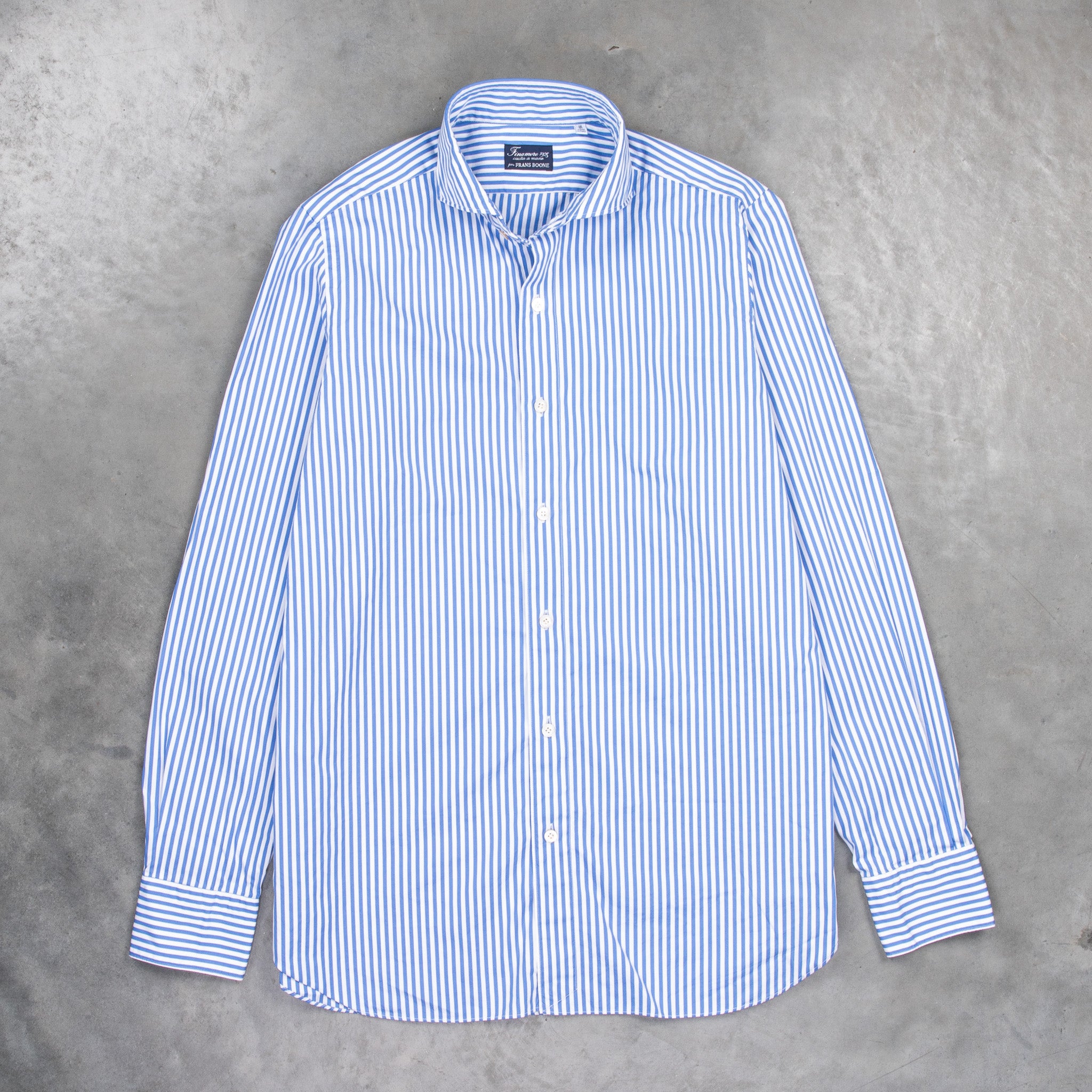Finamore Gaeta Fit Collo Sergio Bengal Stripe Shirt Blu Medio