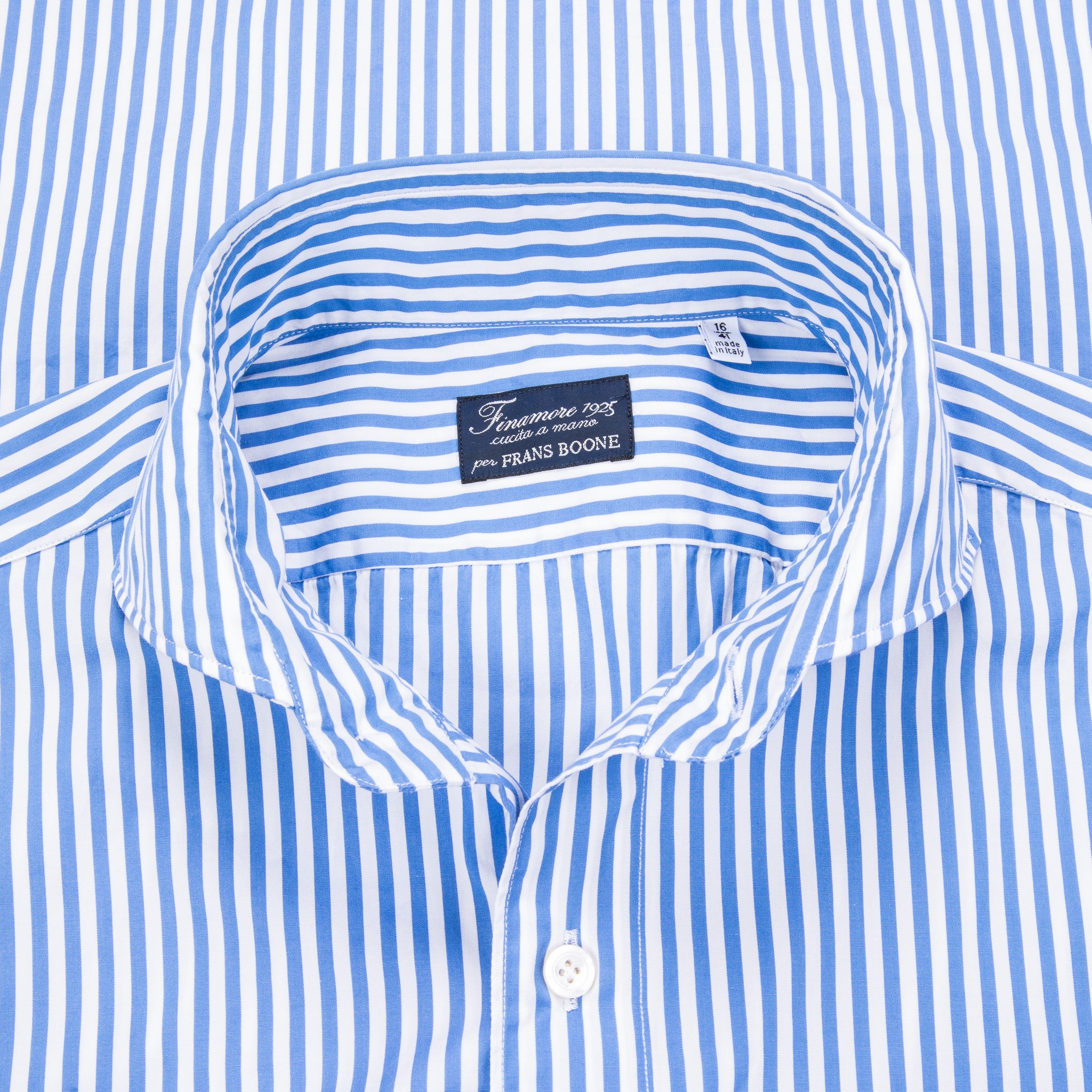 Finamore Gaeta Fit Collo Sergio Bengal Stripe Shirt Blu Medio