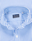 Finamore Gaeta Fit Collo Sergio Bengal Stripe Shirt Blu Medio