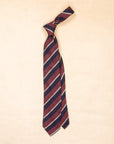 Finamore Chiaia "Sette pieghe" Striped Shantung Tie Burgundy - Navy