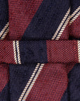 Finamore Chiaia "Sette pieghe" Striped Shantung Tie Burgundy - Navy