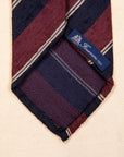 Finamore Chiaia "Sette pieghe" Striped Shantung Tie Burgundy - Navy