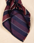 Finamore Chiaia "Sette pieghe" Striped Shantung Tie Burgundy - Navy