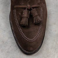 Alden Dark Chocolate suede tassel loafer