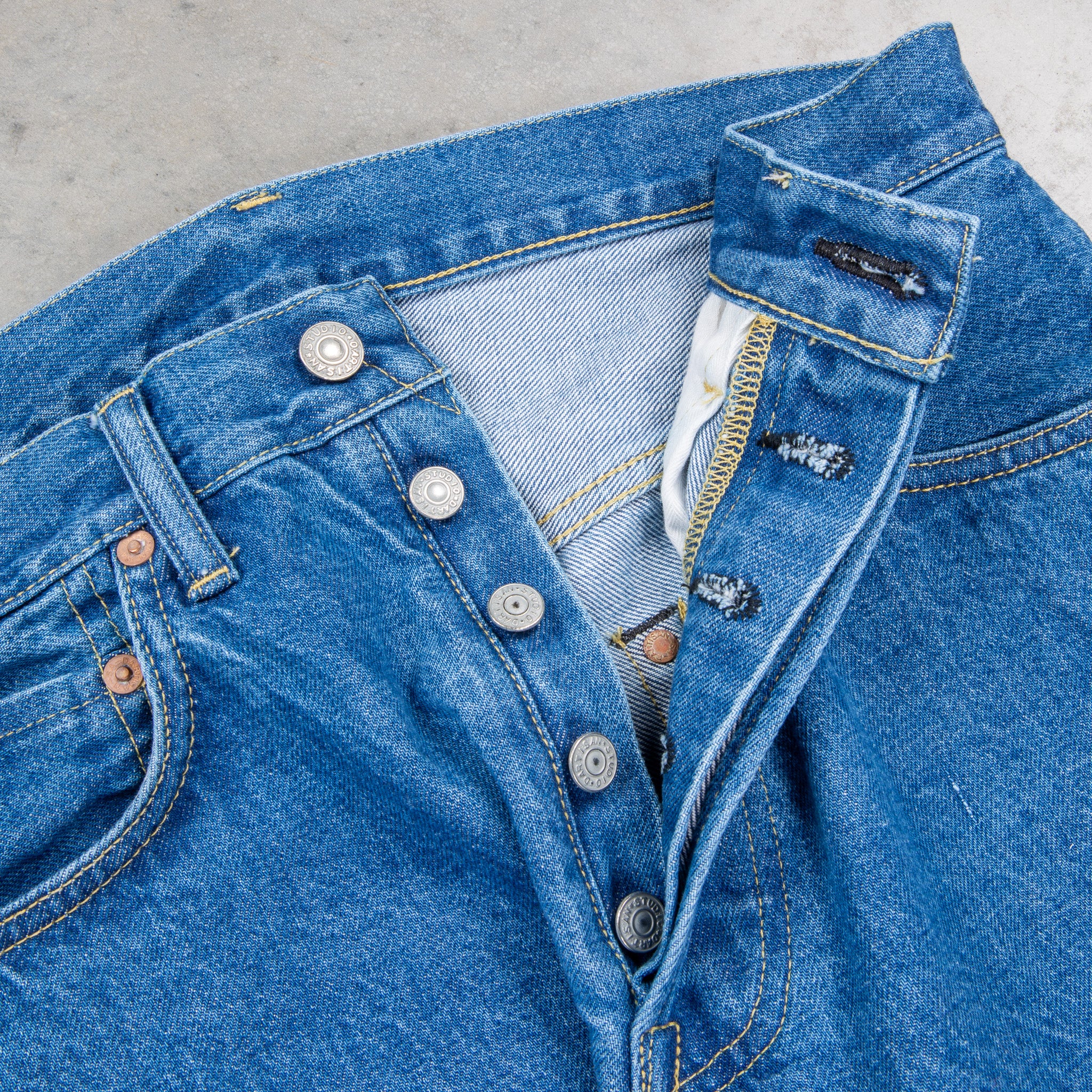 Studio D'Artisan FB-909 High Rise Tapered 14 Oz Denim Bleach
