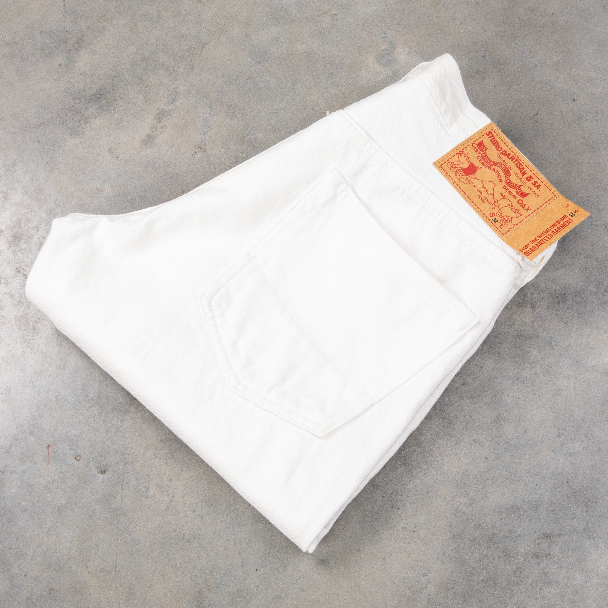 【WOOHWA】WHITE BRUSH DENIM PT Studio D'Artisan FB-909 High Rise Tapered 14 Oz Denim White