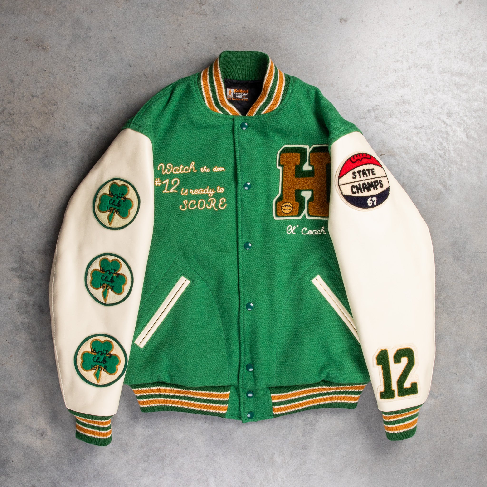 The Real McCoy's Wool Varsity Jacket Shamrocks