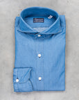Finamore Tokyo Shirt Sergio Collar Regular Bleach Denim