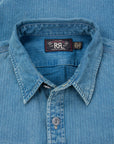 RRL Dockman Shirt Herringone Faded Indigo