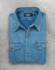 RRL Dockman Shirt Herringone Faded Indigo