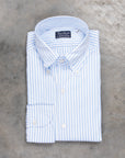 Finamore Tokyo Fit Collo Lucio Bengal Stripe Shirt Blu Azzuro