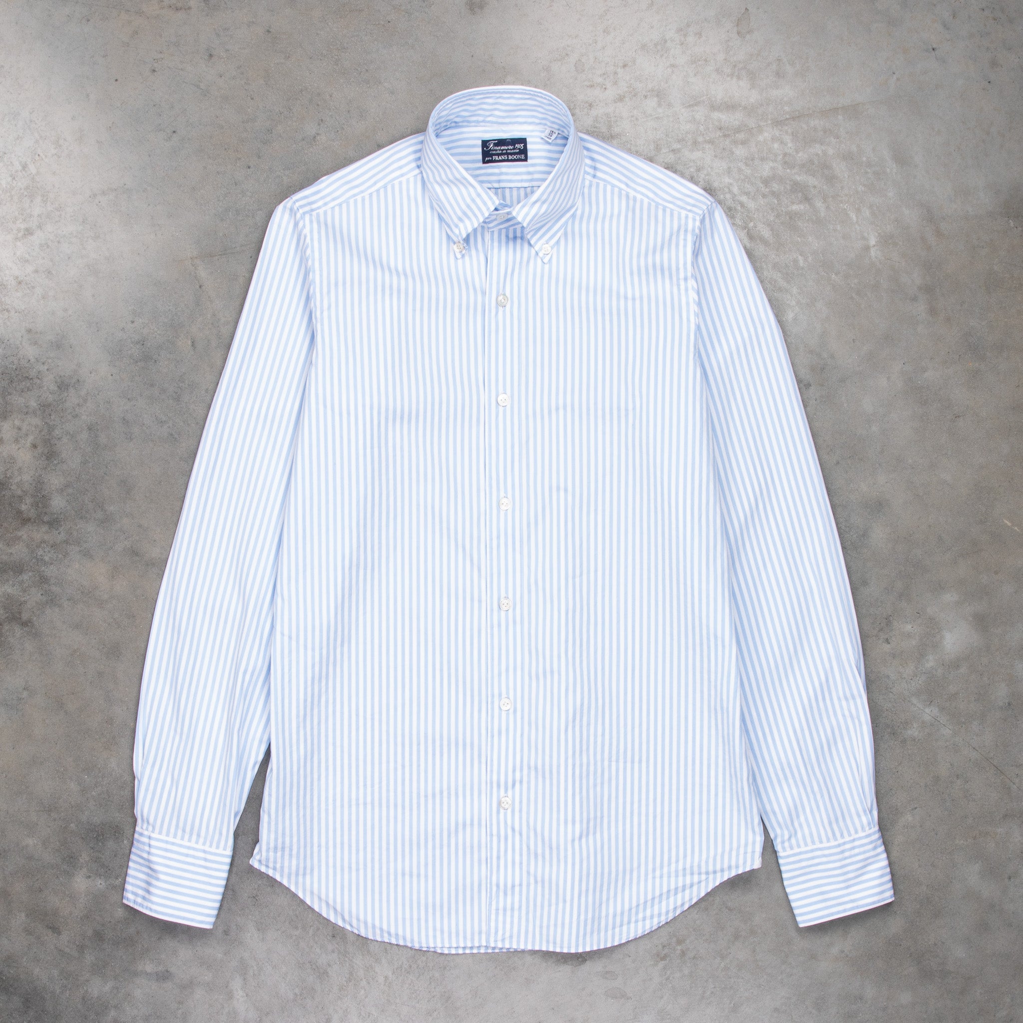 Finamore Tokyo Fit Collo Lucio Bengal Stripe Shirt Blu Azzuro