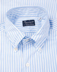 Finamore Gaeta Fit Collo Lucio Bengal Stripe Shirt Blu Azzuro