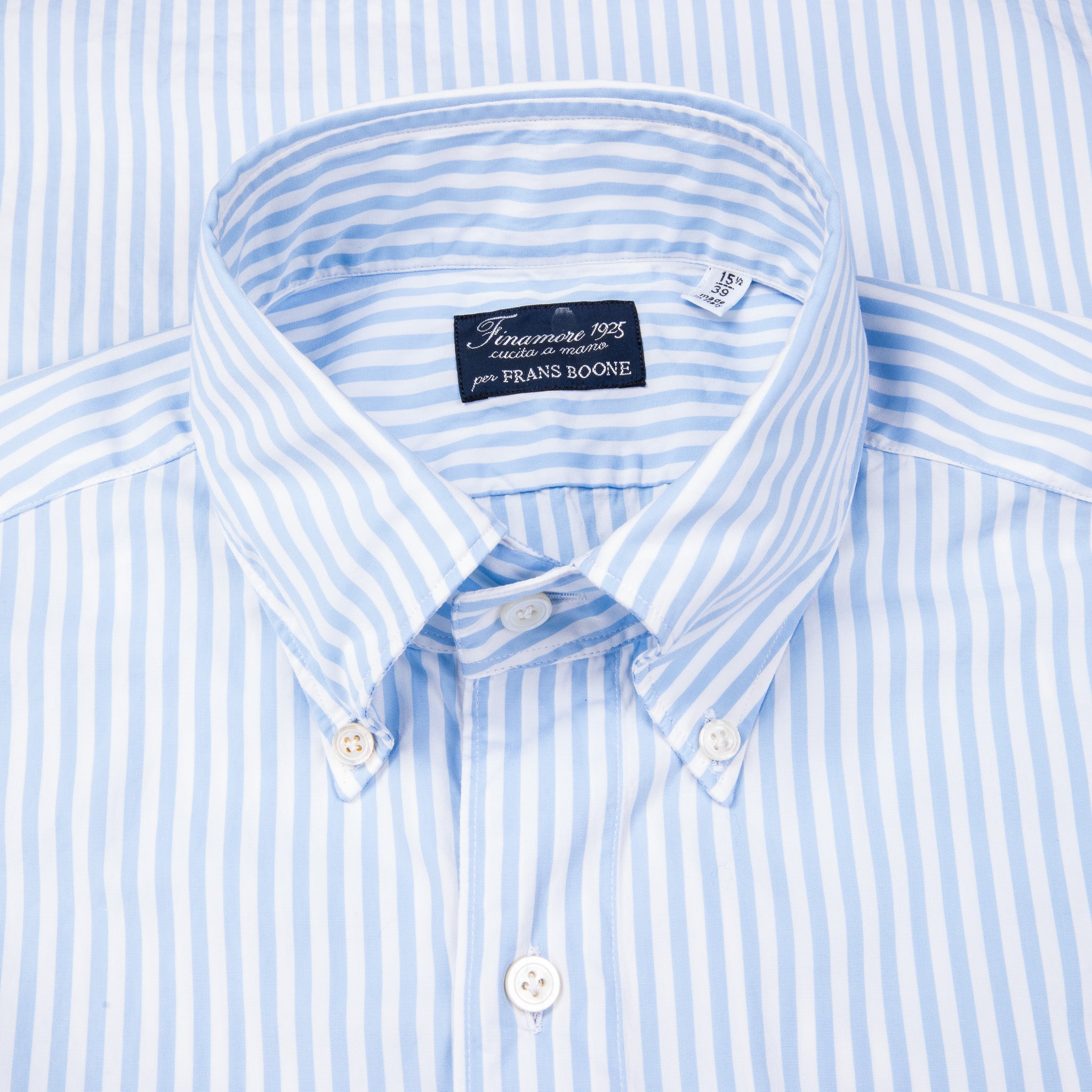 Finamore Tokyo Fit Collo Lucio Bengal Stripe Shirt Blu Azzuro