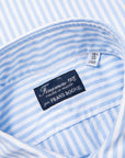 Finamore Gaeta Fit Collo Lucio Bengal Stripe Shirt Blu Azzuro