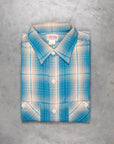 The Real McCoy's 8HU Ombre Check Summer Flannel Shirt Turquoise