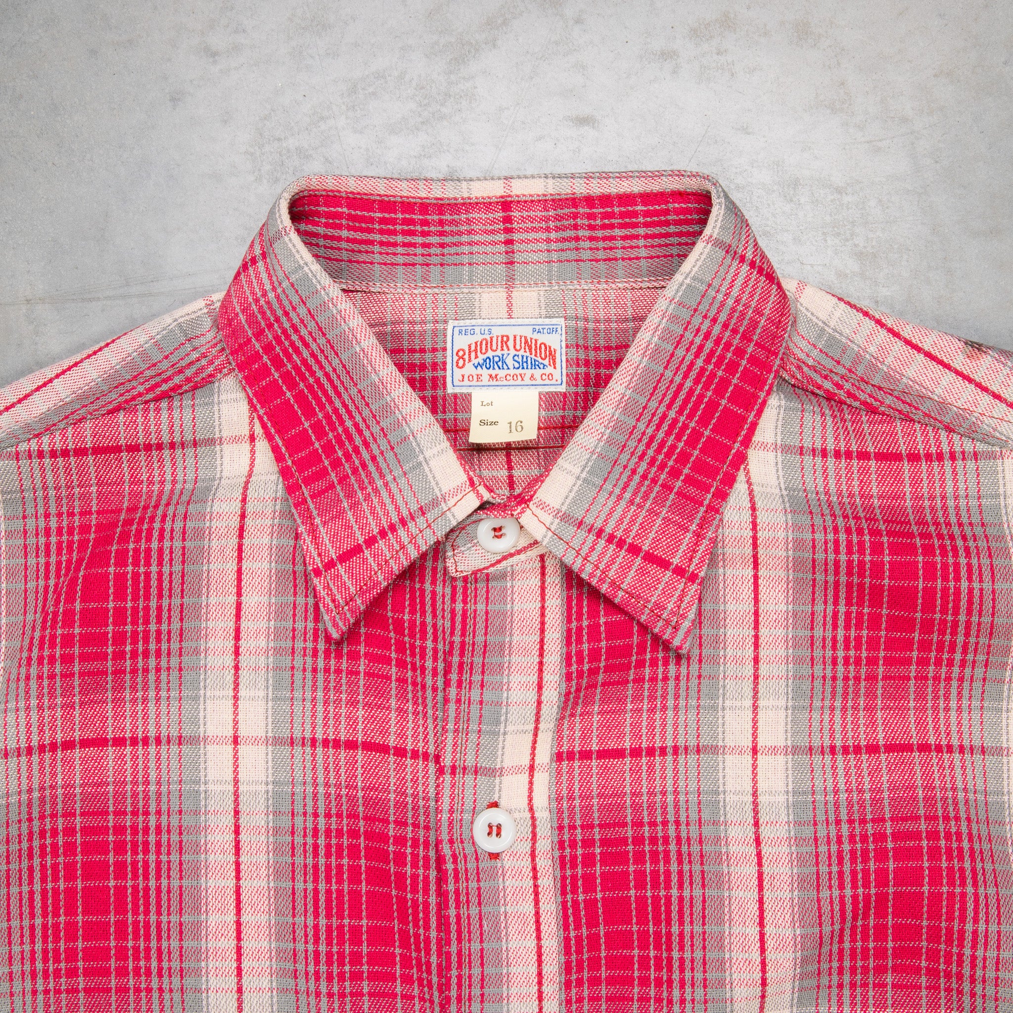 The Real McCoy's 8HU Ombre Check Summer Flannel Shirt Pink