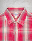 The Real McCoy's 8HU Ombre Check Summer Flannel Shirt Pink