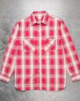 The Real McCoy's 8HU Ombre Check Summer Flannel Shirt Pink