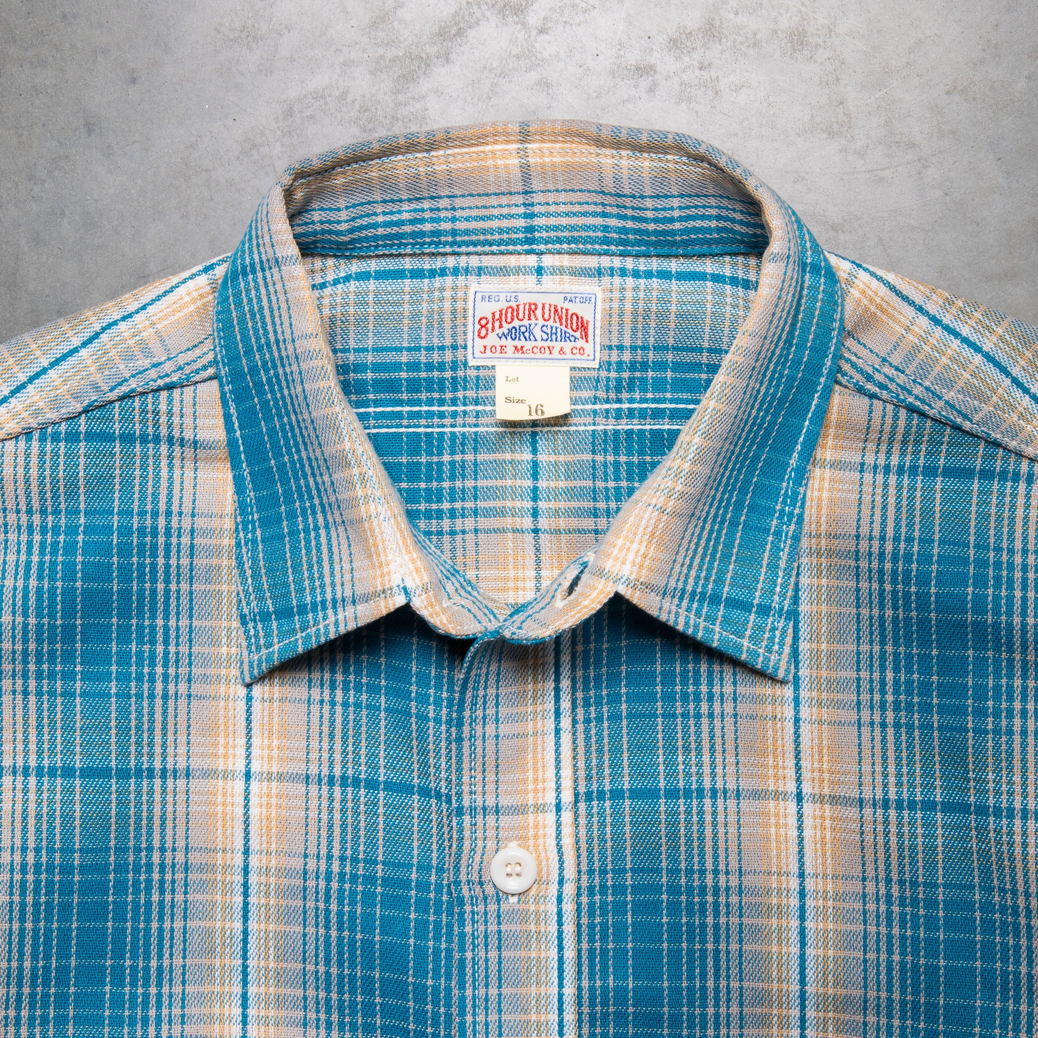 The Real McCoy's 8HU Ombre Check Summer Flannel Shirt Turquoise