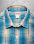 The Real McCoy's 8HU Ombre Check Summer Flannel Shirt Turquoise