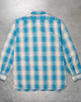 The Real McCoy's 8HU Ombre Check Summer Flannel Shirt Turquoise