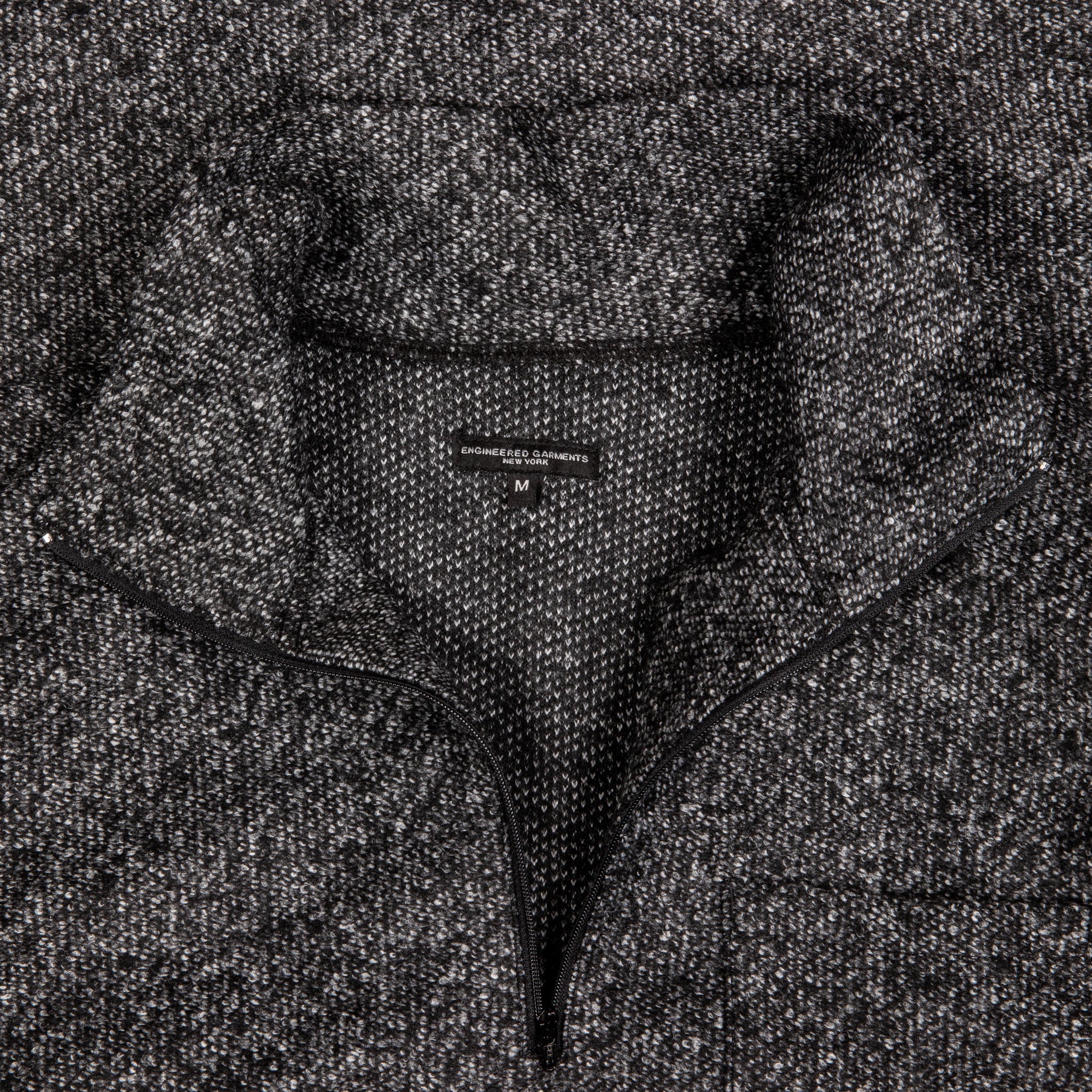 Engineered Garments Zip Mock Neck Charcoal Wool Poly Melange