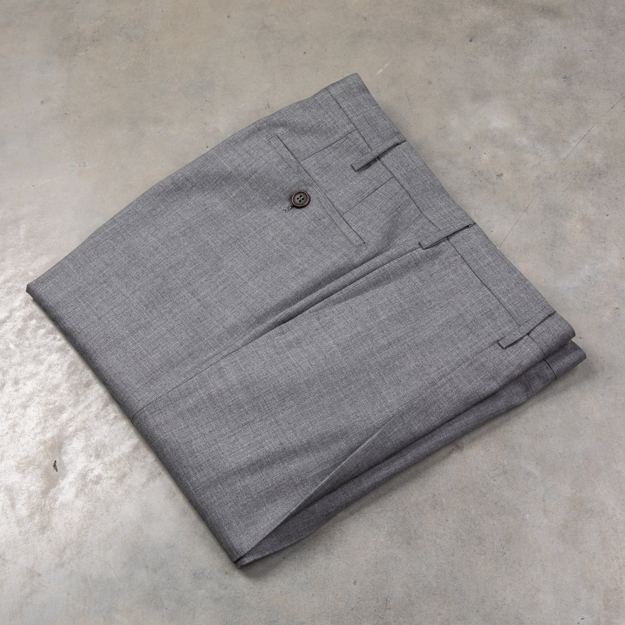 Rota Pantaloni High Rise Regular Fit 120's Hopsack Grigio Medio