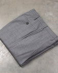 Rota Pantaloni High Rise Regular Fit 120's Hopsack Grigio Medio