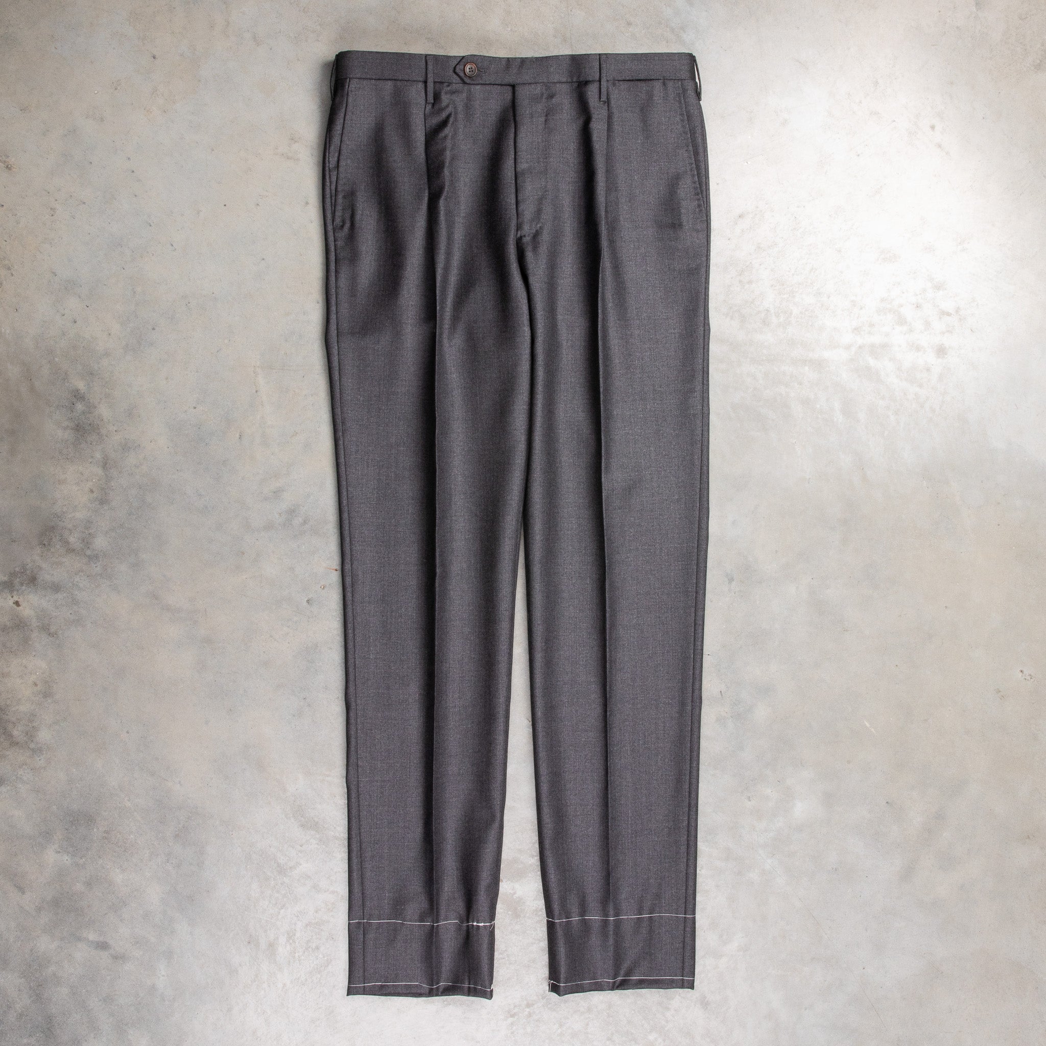 Rota Pantaloni High Rise Regular Fit Wool Gabardine Grigio Medio