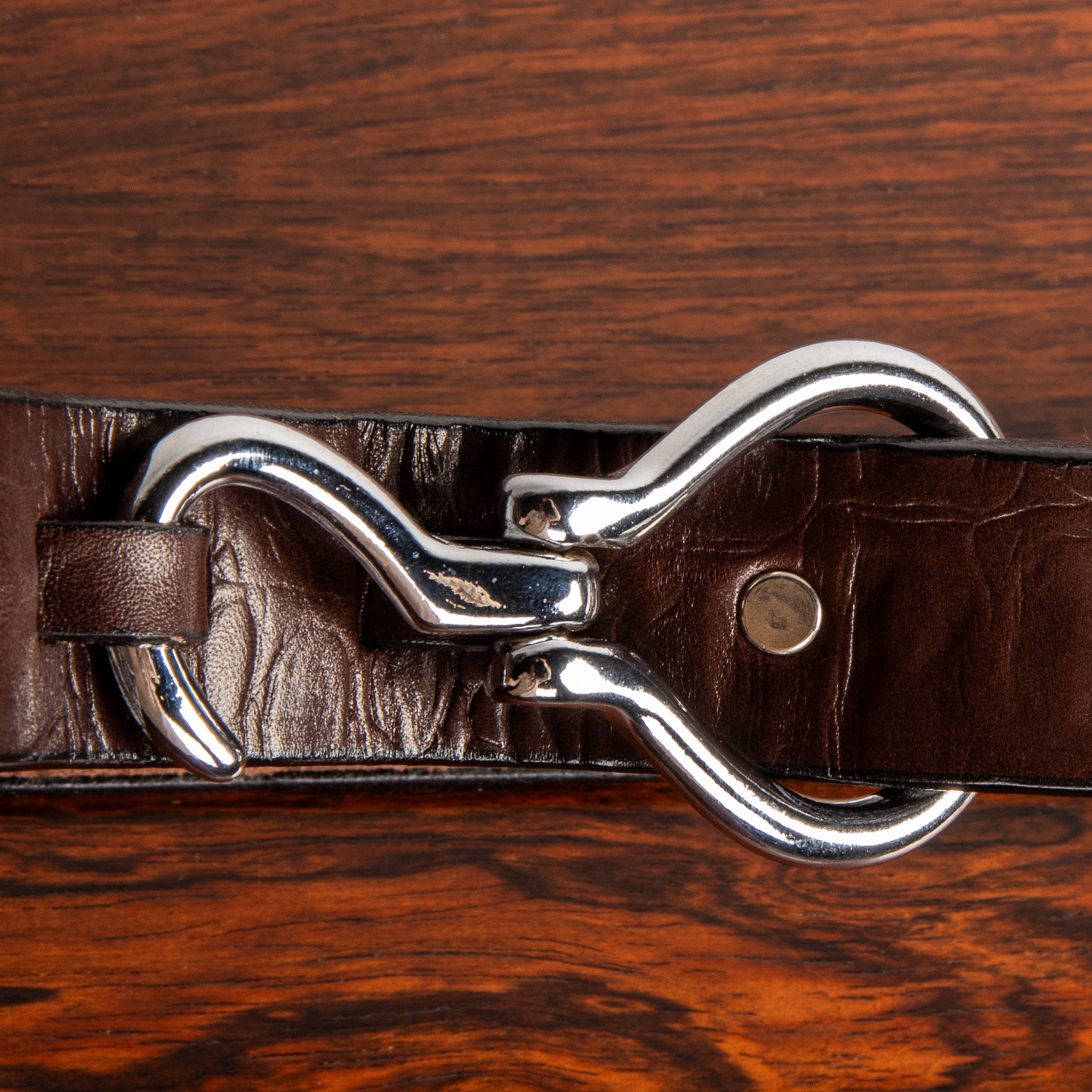 Engineered Garments Hoof Pick Buckle Belt Brown Embossed Croc