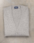 Drumohr Cashmere Cardigan con Bottoni Grigio Chiaro
