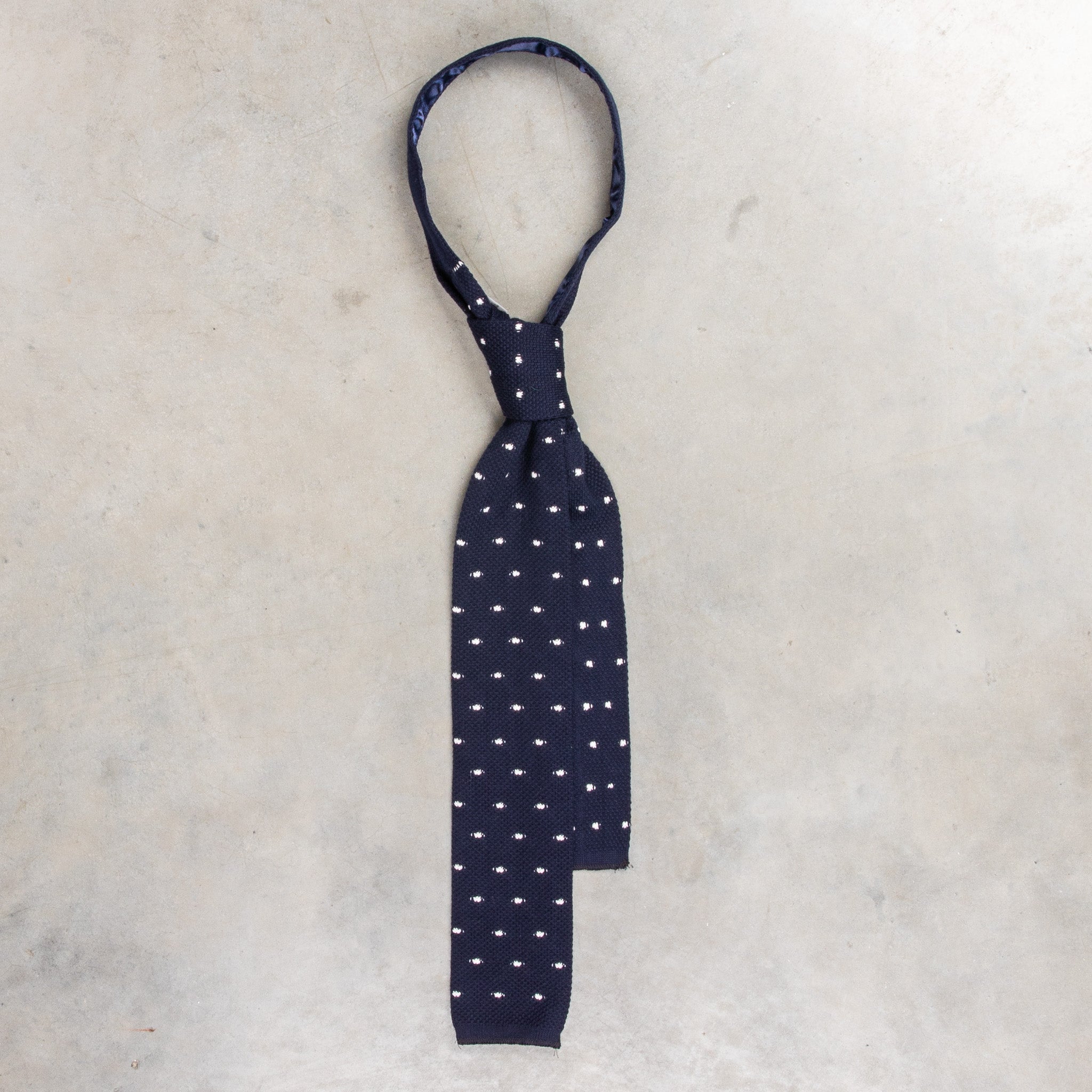 Engineered Garments Knit Tie Navy Polka Dot