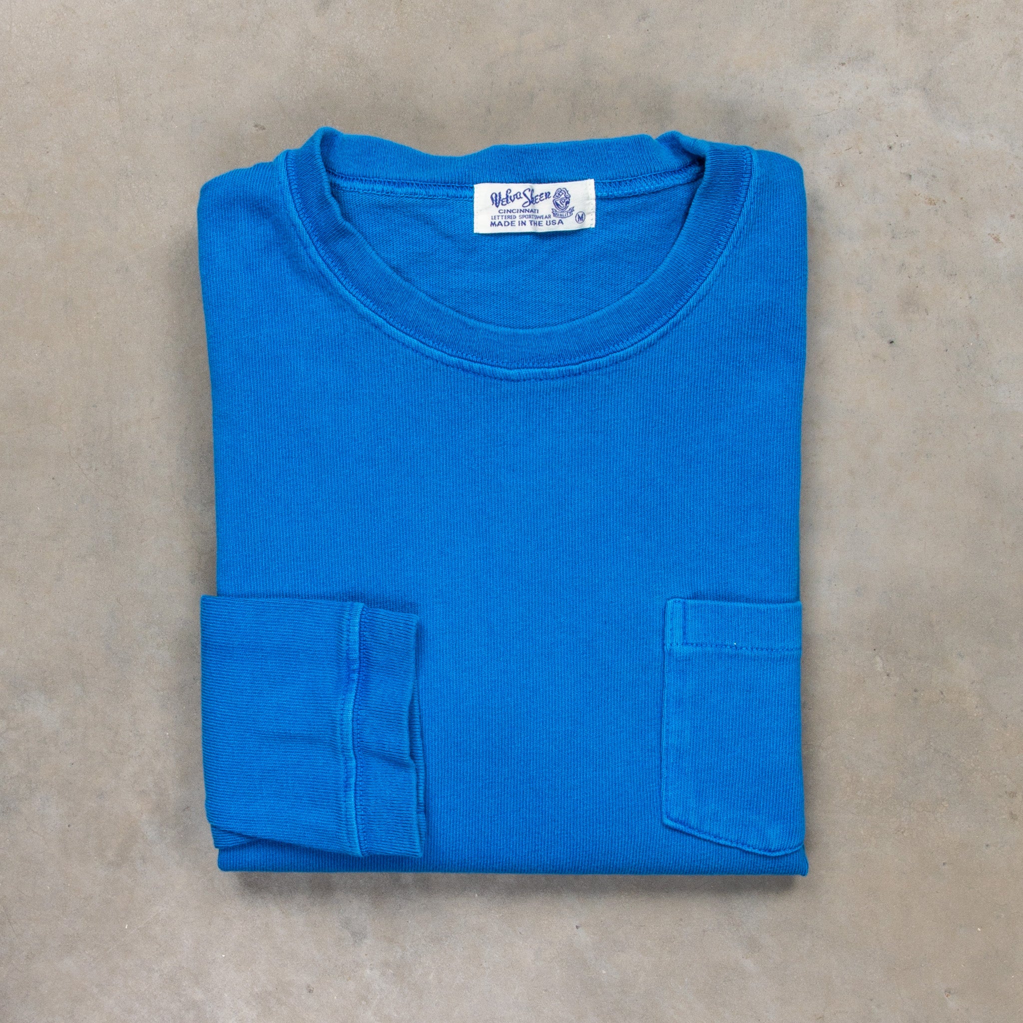 Velva Sheen Heavy oz Pïgment L/S Tee with pocket Marine Blue