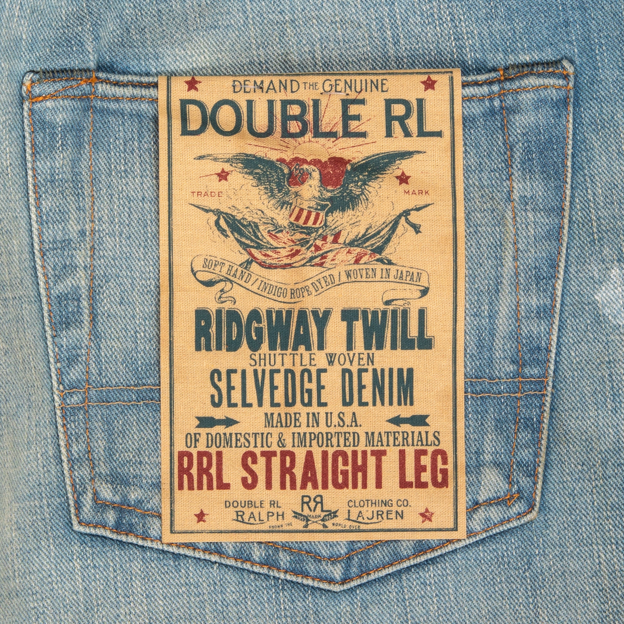 RRL Straight leg Ridgeway Twill Camden Wash