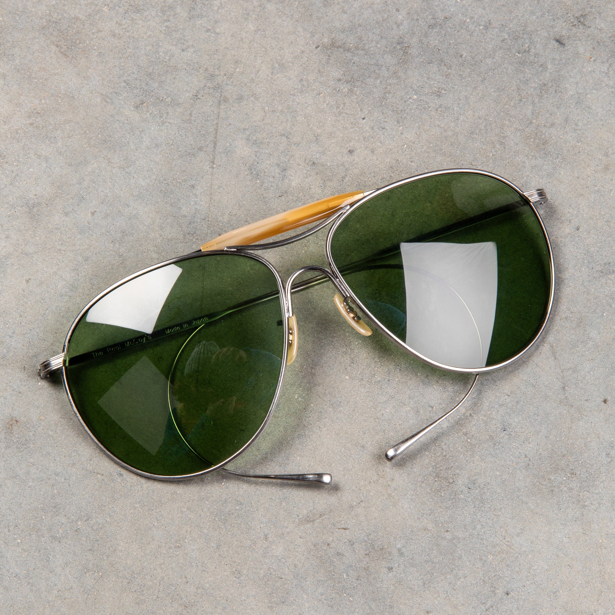 The Real McCoy's Aviator Flying Sunglasses Silver/Chrome