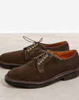 Alden x Frans Boone dark brown suede plain toe blucher on crepe