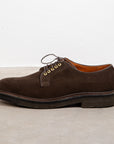 Alden x Frans Boone dark brown suede plain toe blucher on crepe