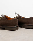 Alden x Frans Boone dark brown suede plain toe blucher on crepe