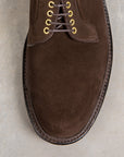 Alden x Frans Boone dark brown suede plain toe blucher on crepe