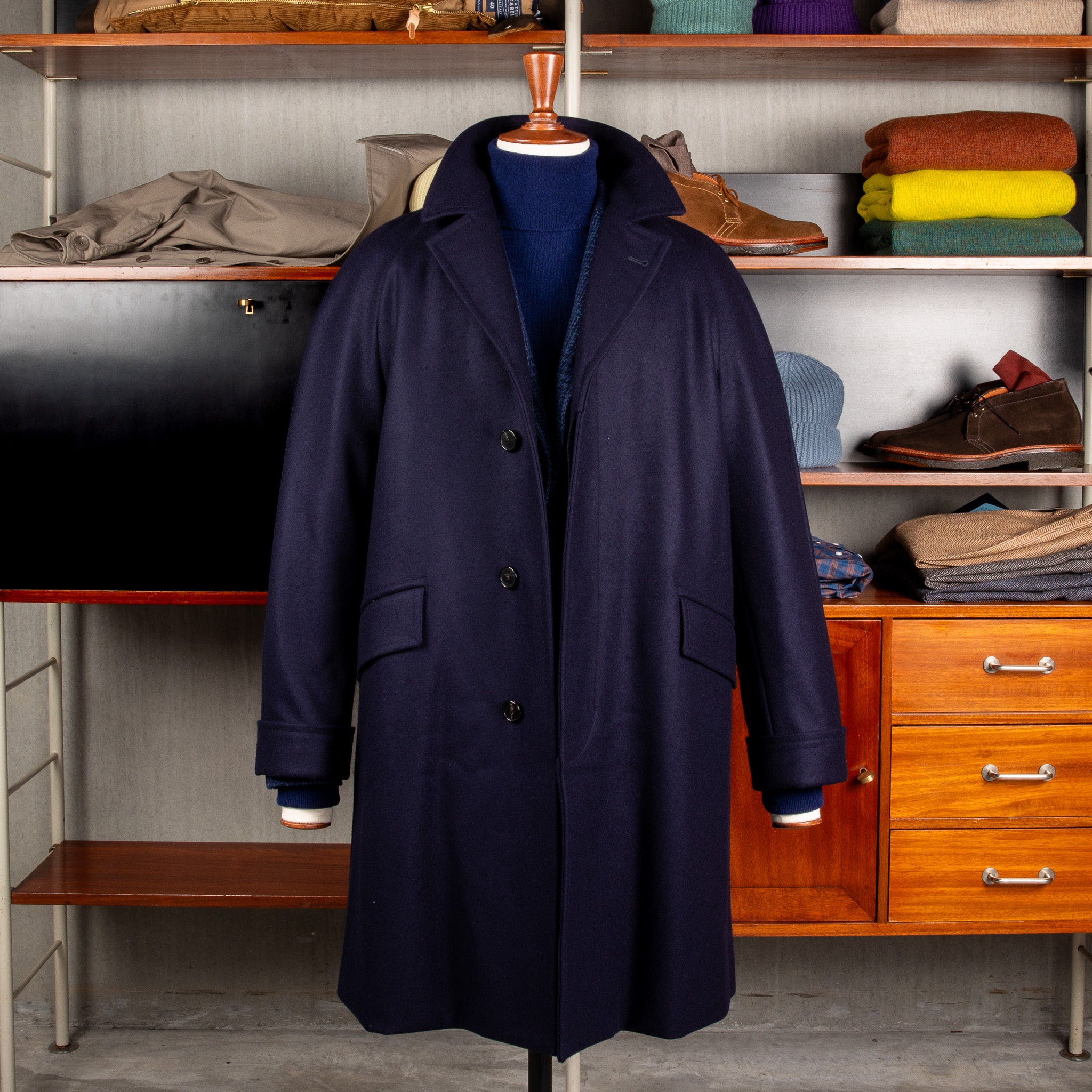 Cohérence Corb Melton Jersey Overcoat Dark Blue – Frans