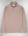 William Lockie Birdseye Solid Merino Wool Polo Taupe