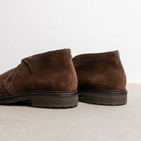 Alden dark brown suede chukka on rubber sole