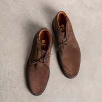 Alden dark brown suede chukka on rubber sole