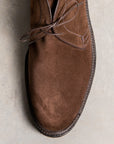 Alden dark brown suede chukka on rubber sole