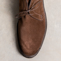 Alden dark brown suede chukka on rubber sole