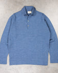 William Lockie Birdseye Solid Merino Wool Polo Denim