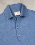 William Lockie Birdseye Solid Merino Wool Polo Denim